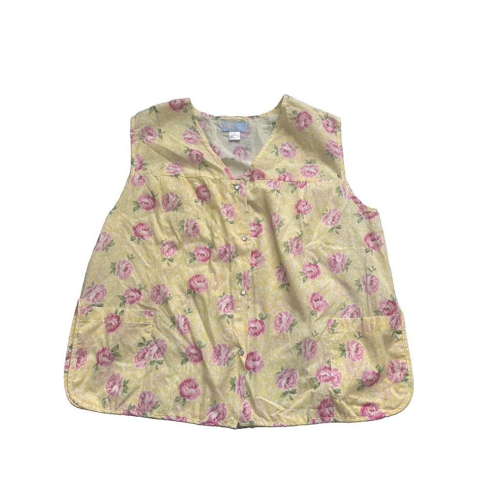 Vintage MoonDance Sleeveless Floral Smock Art smock housecoat SZ 3X